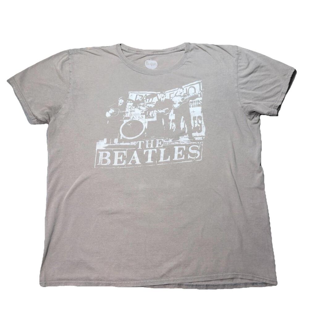 The Beatles Graphic T Shirt XL Distressed Band Tee Brown Vintage Style